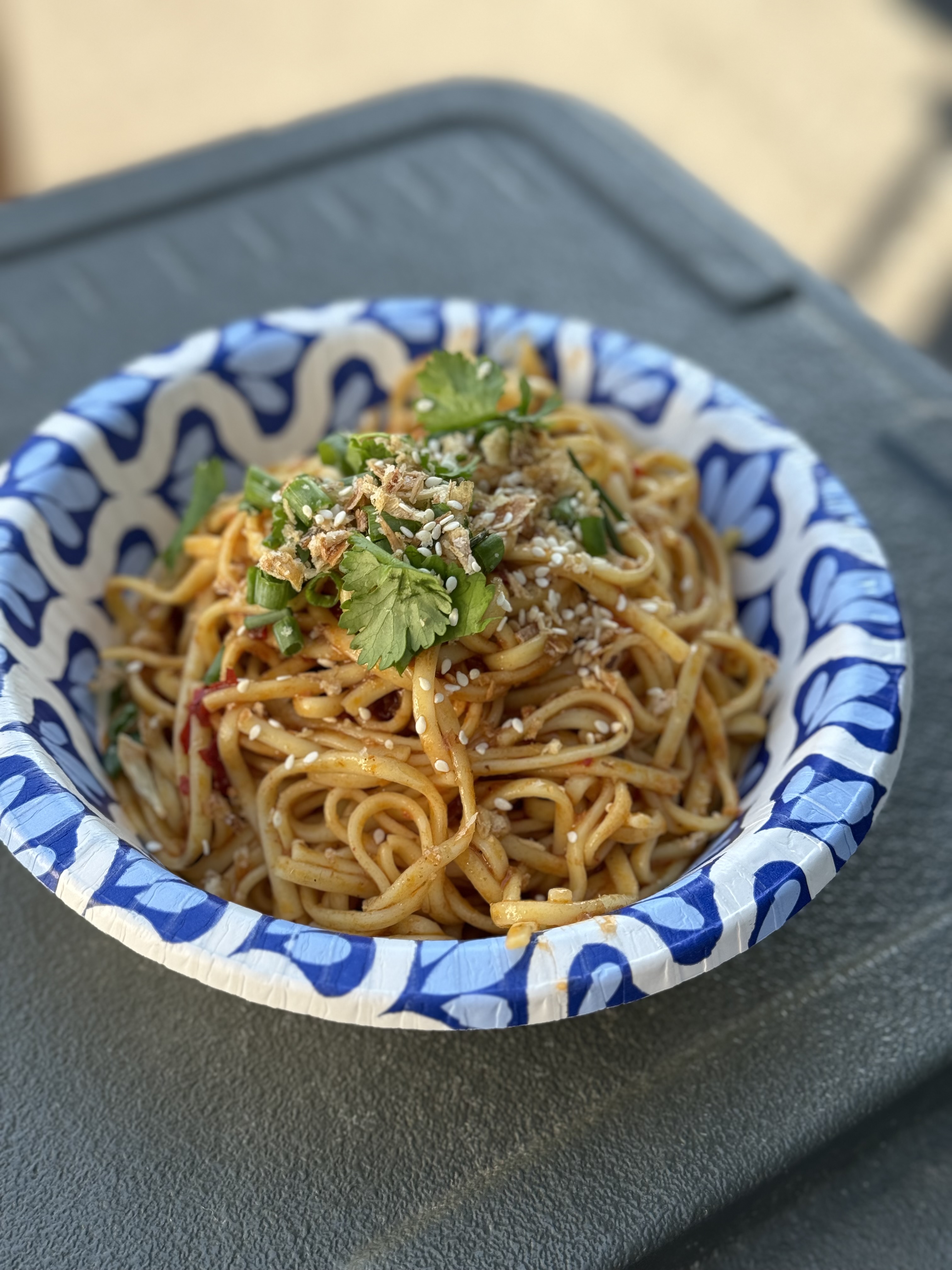 Noodles with Spicy savory bbq sesame bean sauce